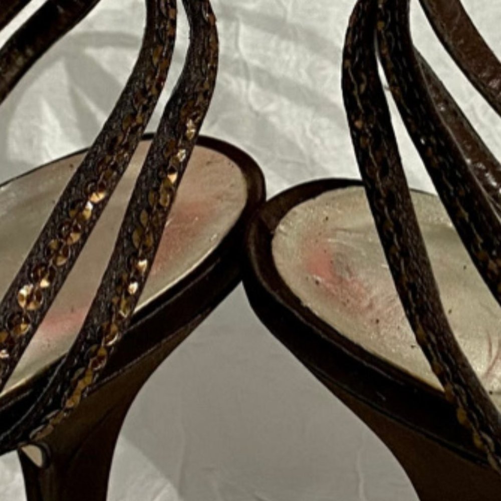Strappy Evening Brown Sandal - Picture 11 of 13